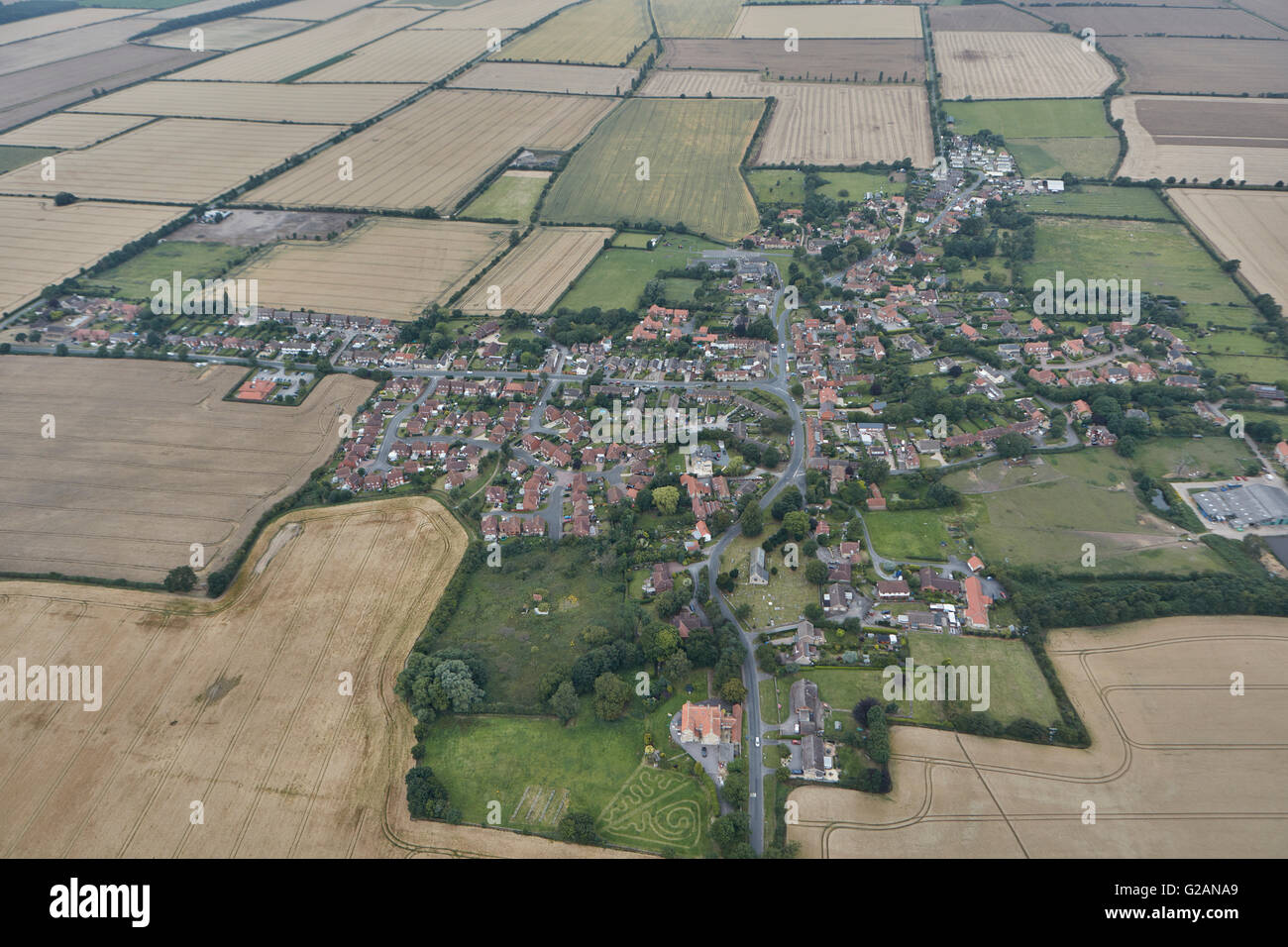 An aerial view of the village of Ingham and surrounding Lincolnshire