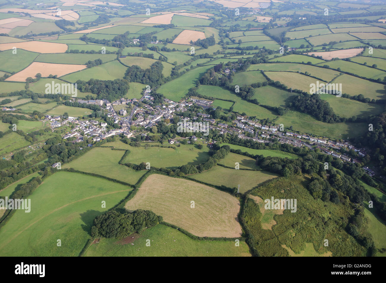 An aerial view of the Devon village of Harbertonford Stock Photo