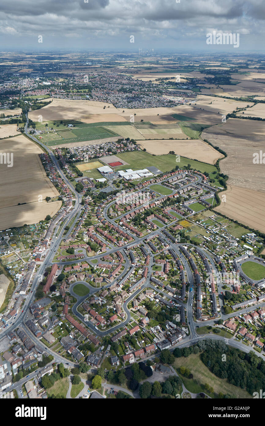 An aerial view of the West Yorkshire town of Featherstone and surrounding countryside Stock Photo