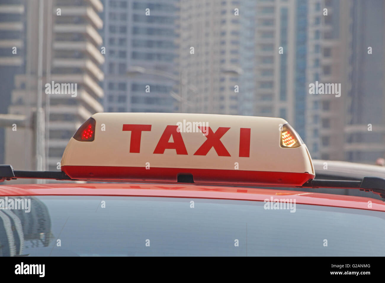 close up of busy taxi top light Stock Photo