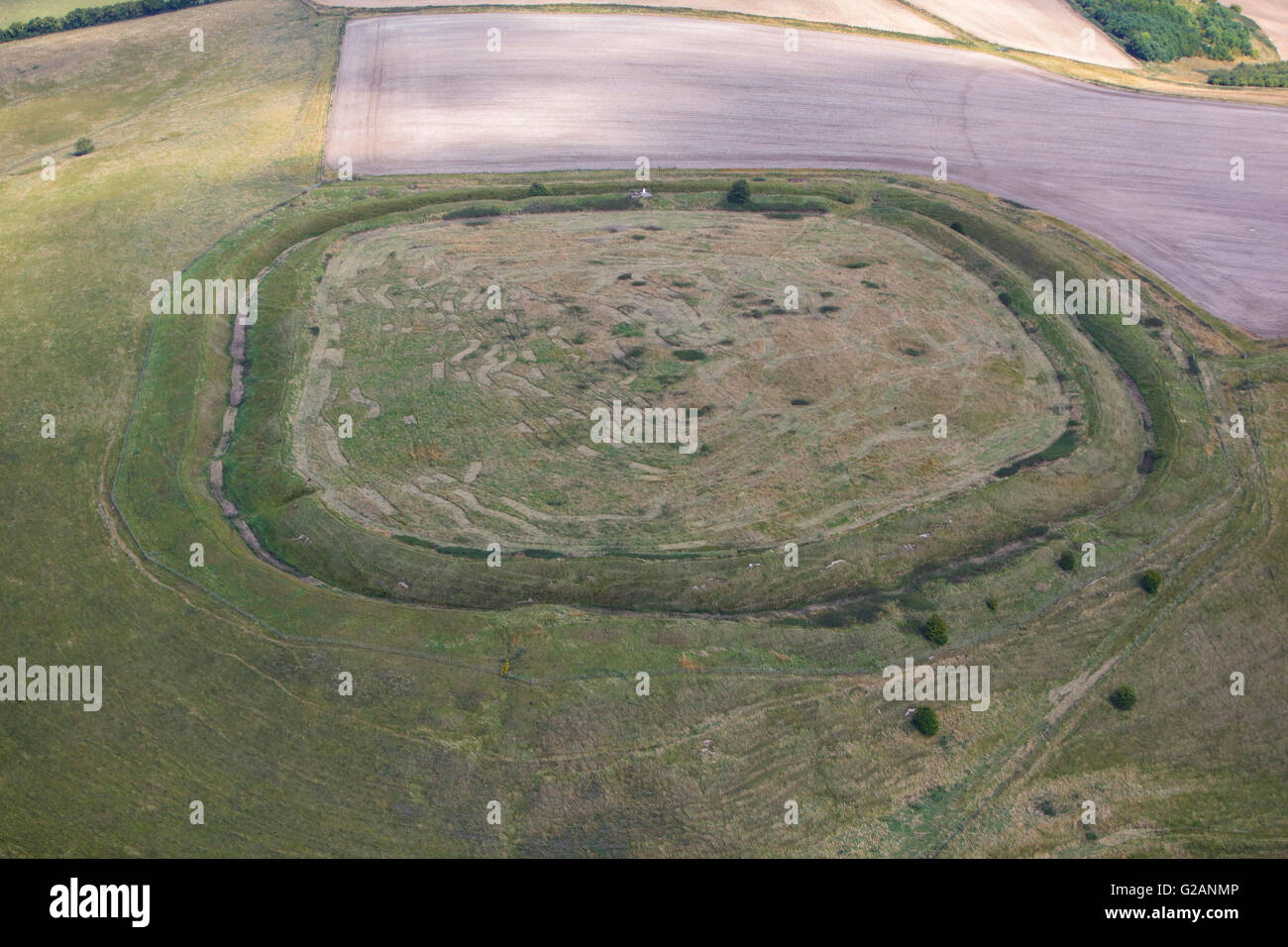 An aerial view of Liddington Castle, otherwise known as Liddington Camp