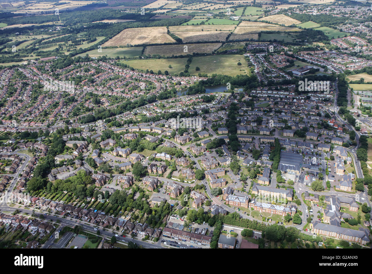 An aerial view of the North London district of Oakwood Stock Photo