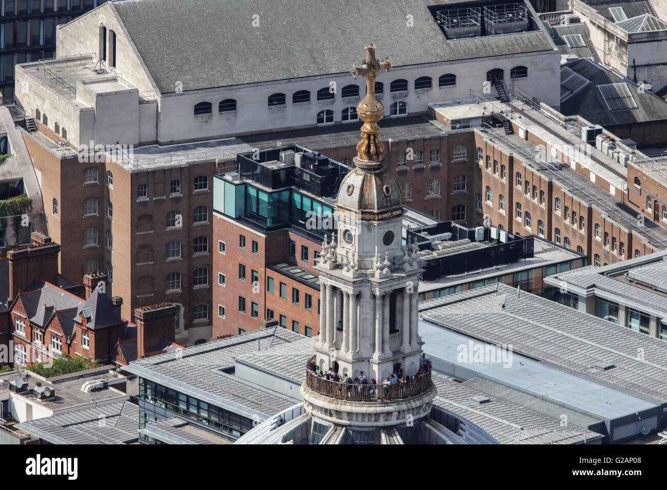 A detail aerial view of the top of St Pauls Cathedral, London Stock Photo