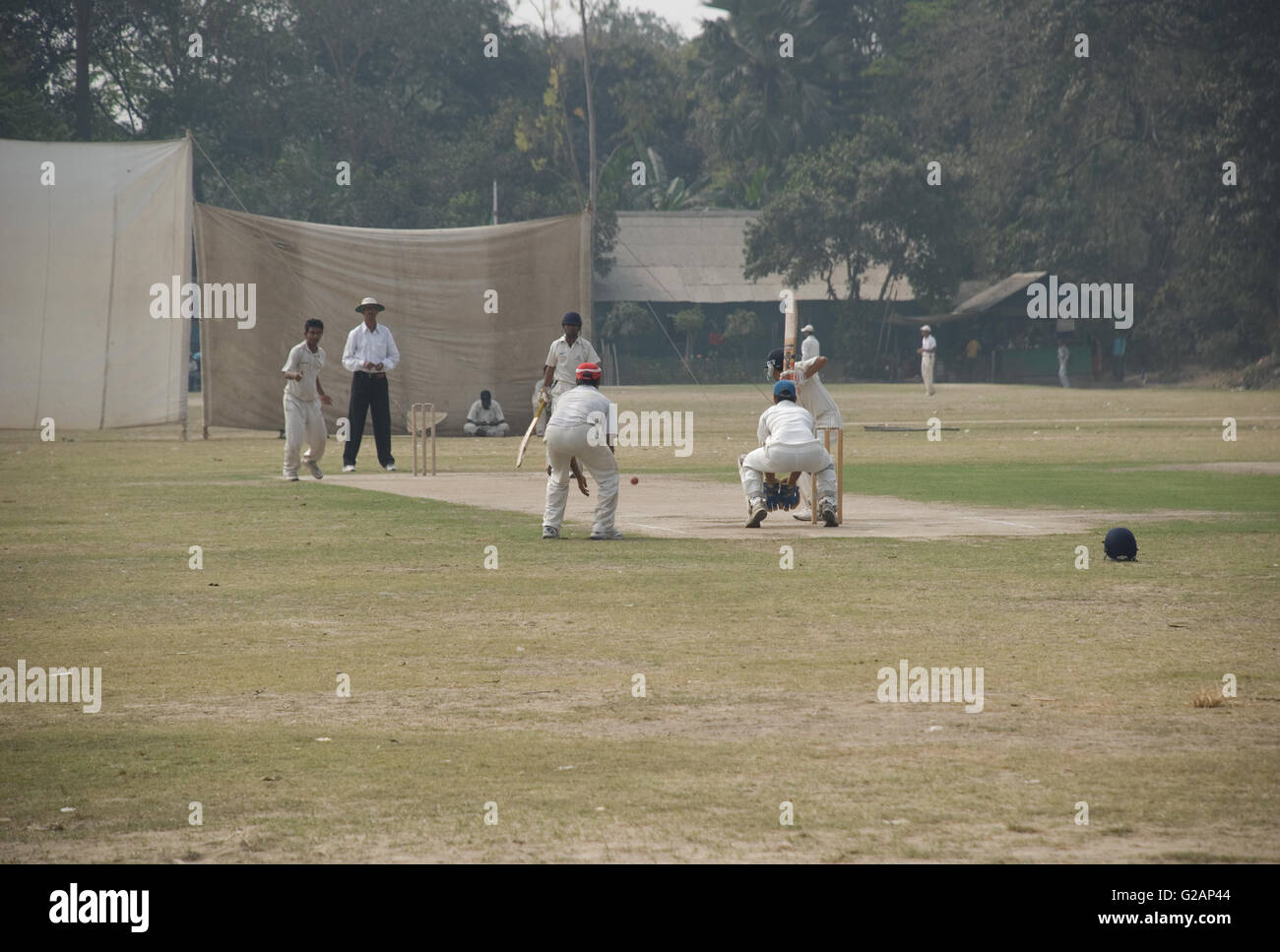 Cricket playing in Maidan area, near Eden Gardens stadium, Kolkata