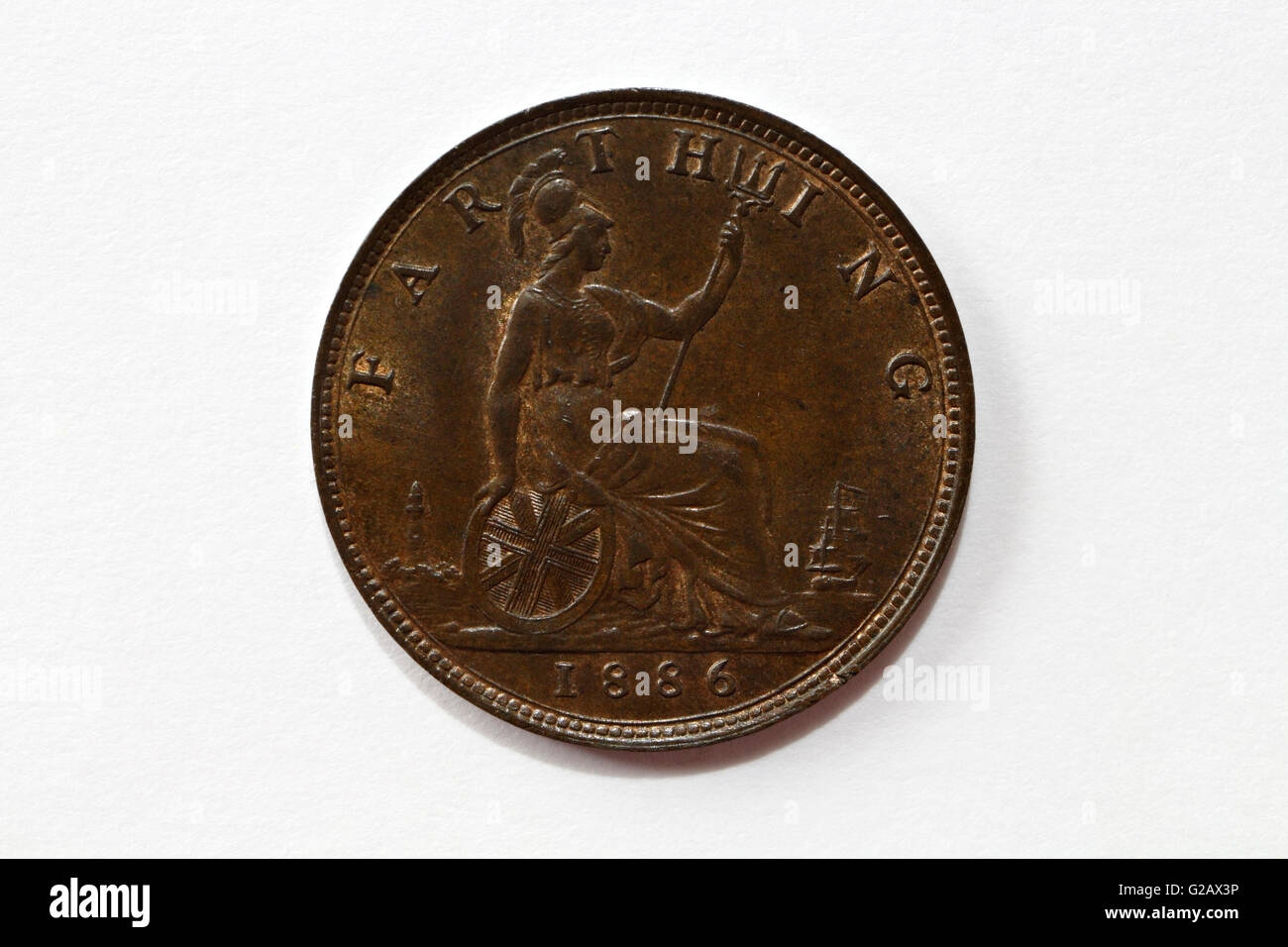 British Farthing Coin dated 1886 Stock Photo