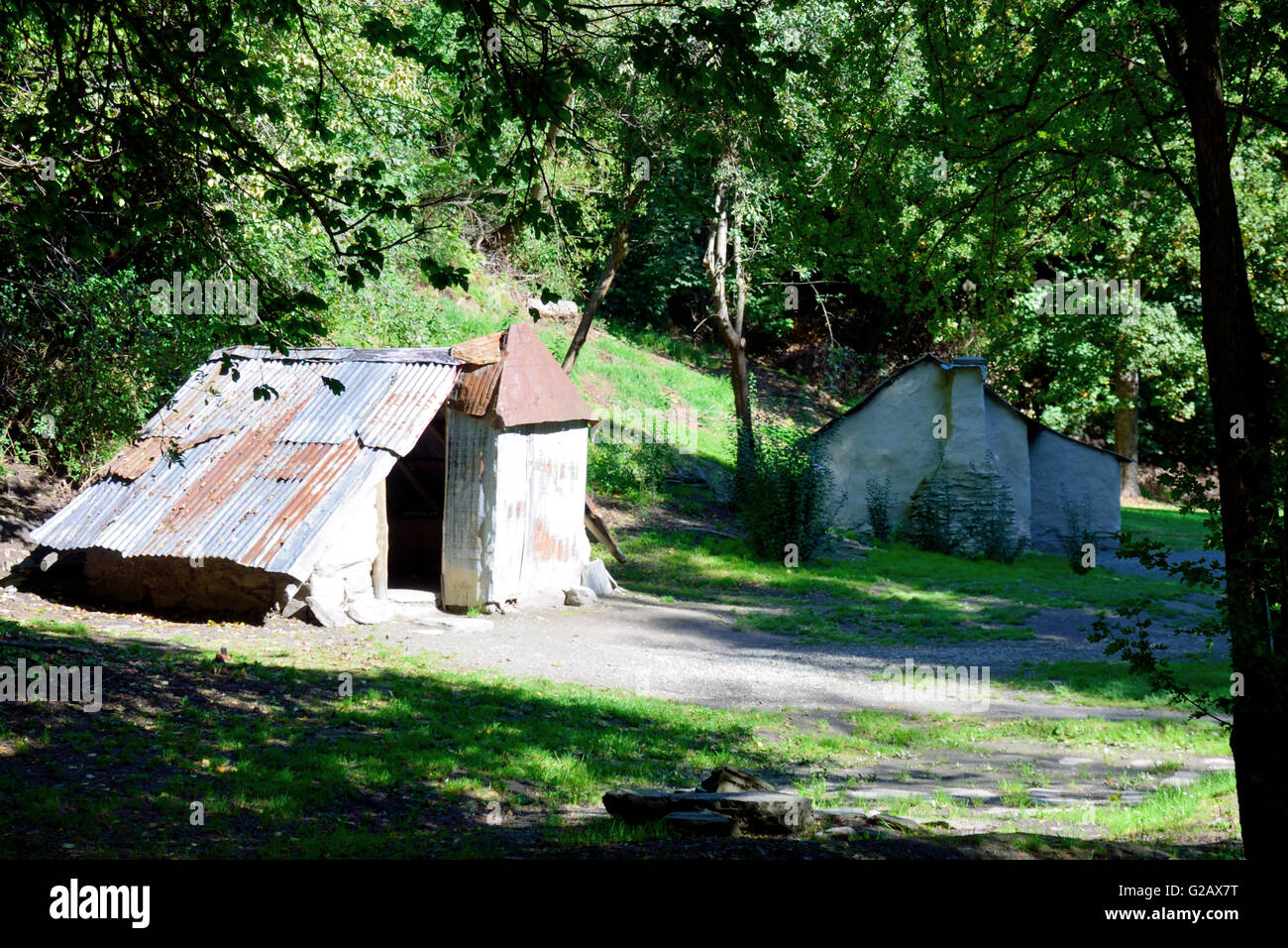 Restored Huts, Arrowtown Chinese Settlement Stock Photo