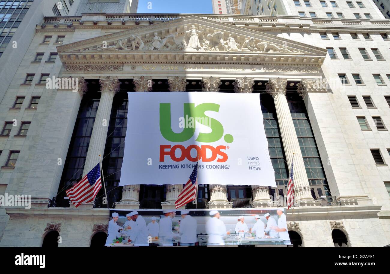 NYSE with US Foods Corp Sign. Stock Photo