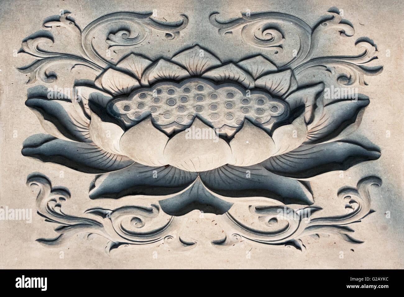 Stone carving of lotus flower, South Putuo Temple, Xiamen, Fujian