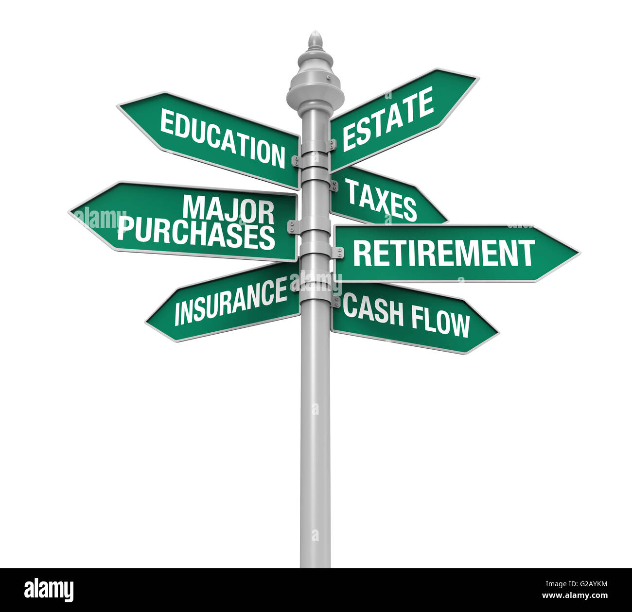 Direction Sign of Personal Financial Planning Stock Photo
