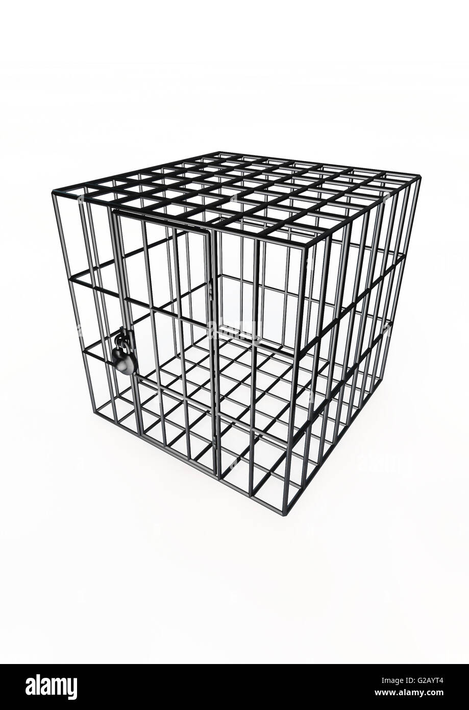 Cage / 3D render of metal cage Stock Photo