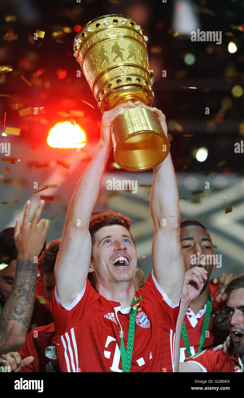 German Cup Final, Robert Lewandowski from winner Bayern Munich