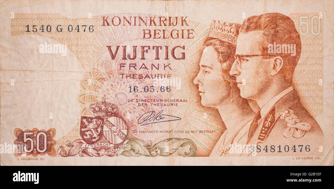 Forward old Belgian banknote Stock Photo