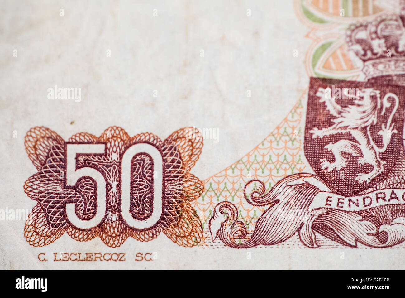 Fifty francs denomination Stock Photo