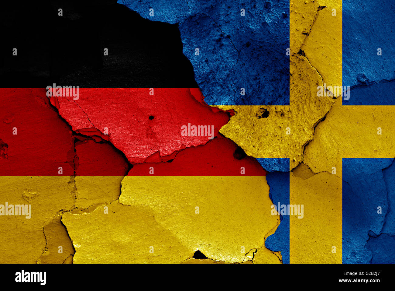 flags of Germany and Sweden painted on cracked wall Stock Photo - Alamy