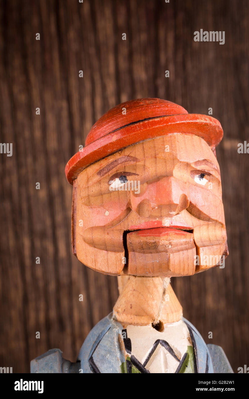 Close up of a carved puppet head Stock Photo Alamy