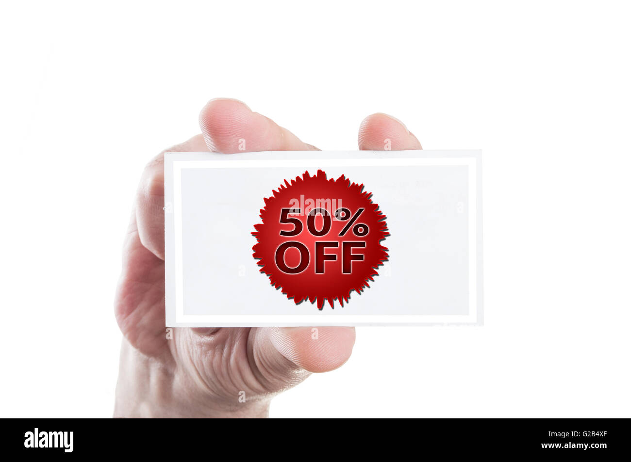 Fifty or 50 percent off coupon card concept illustration Stock Photo