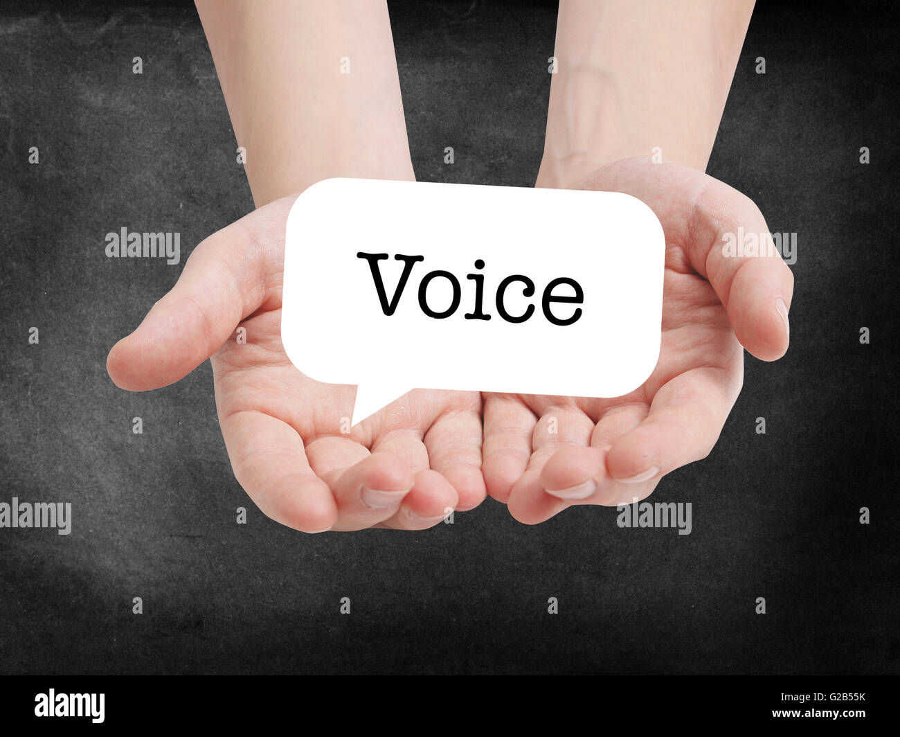 Voice written on a speechbubble Stock Photo