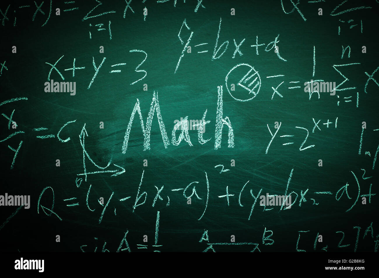 Math text with some maths formulas on chalkboard background Stock Photo ...