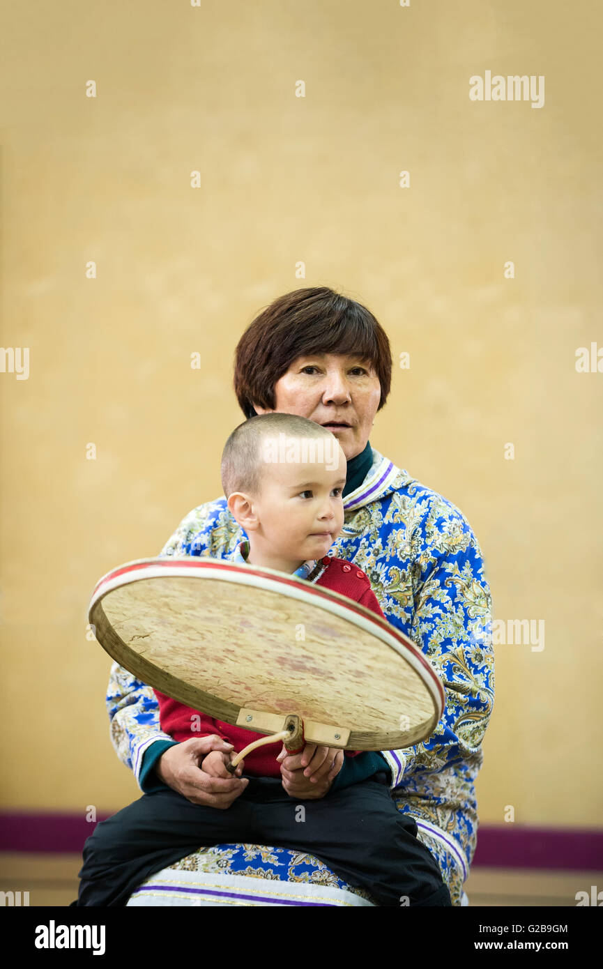 Siberian Yupiks performing traditional music and dance, Nova Chaplina ...
