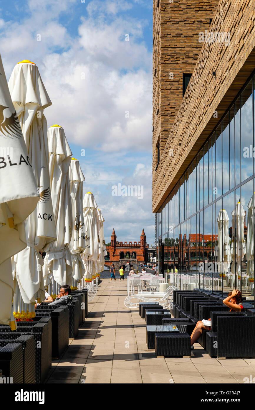 nhow Hotel opened in 2010 as a music and lifestyle hotel along the Spree river in Berlin. Stock Photo