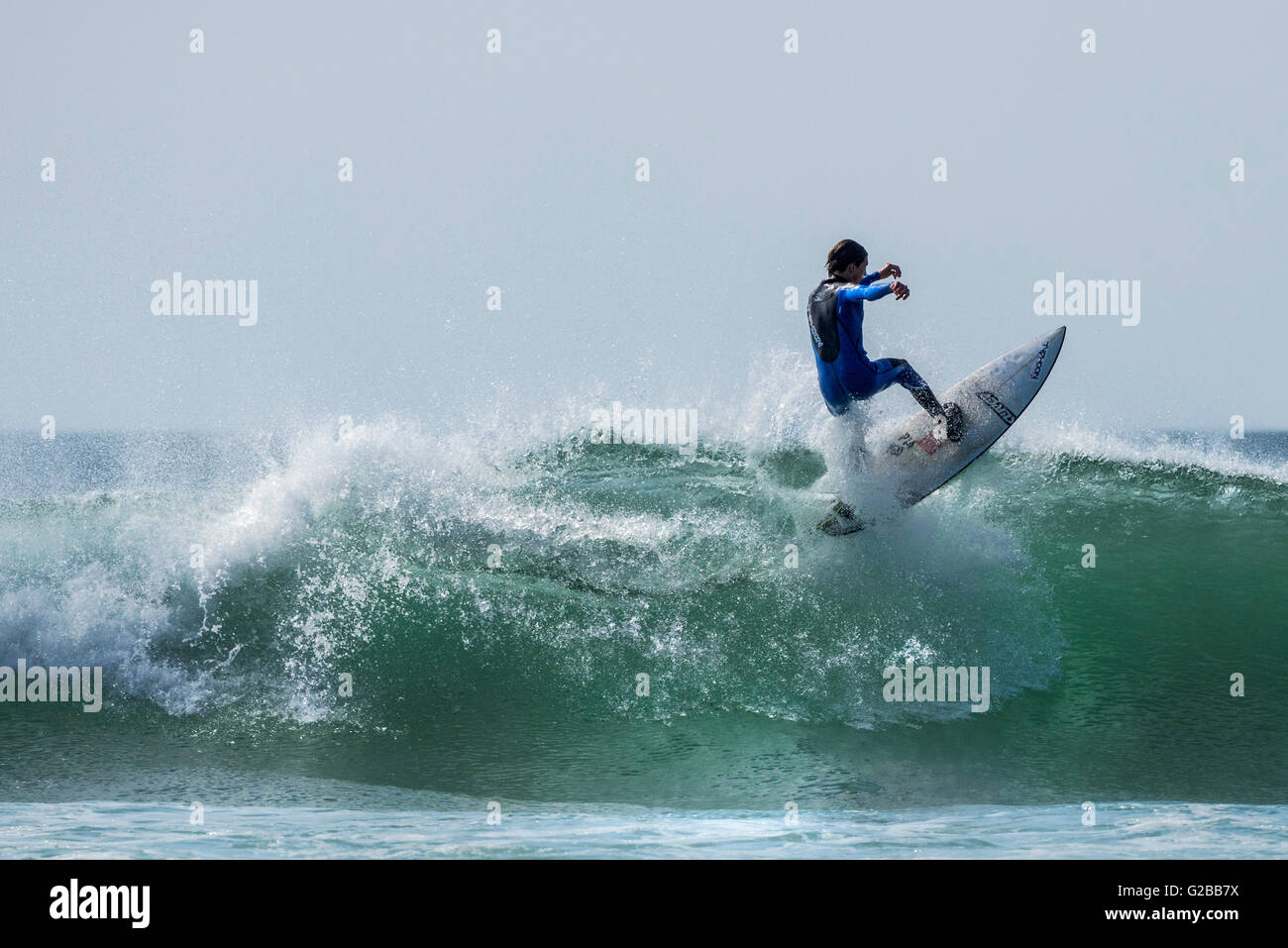 Windy weather creates ideal surfing conditions at Fistral in Newquay
