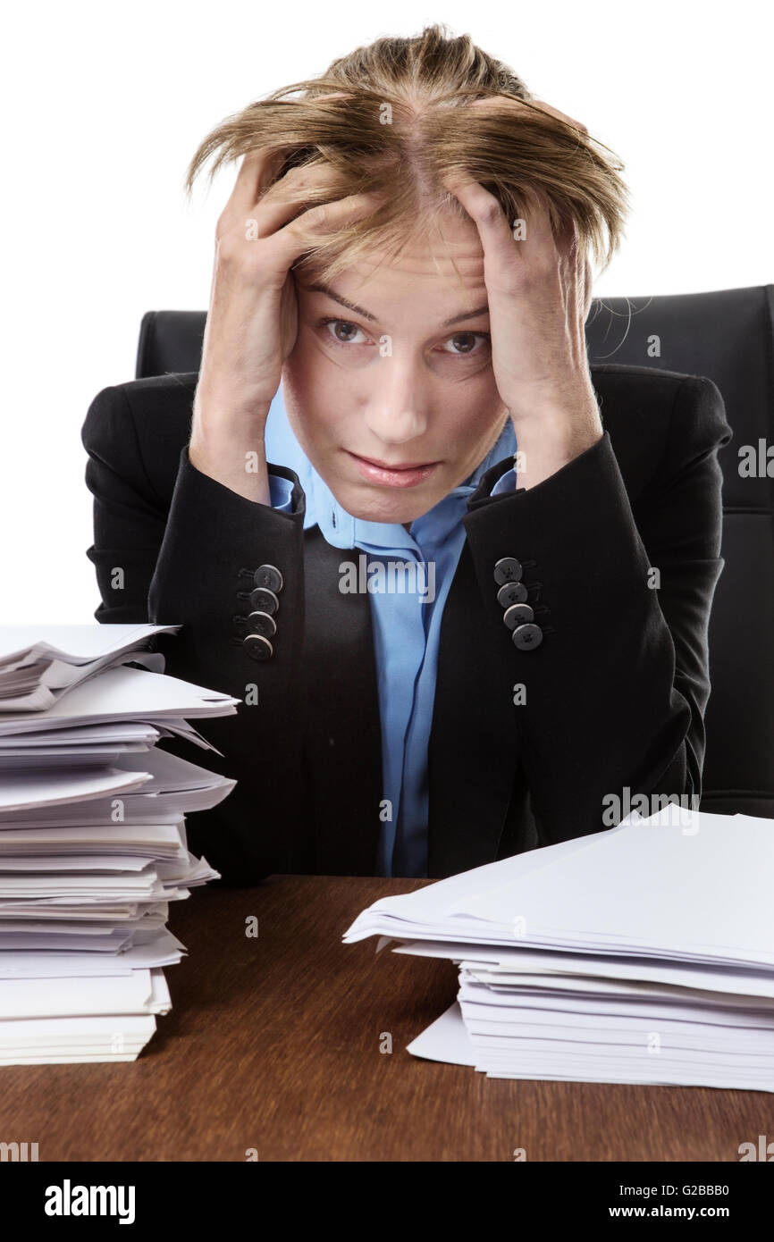 Mature woman stack paperwork hi-res stock photography and images - Alamy