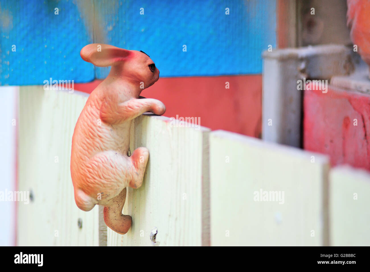 Bunny Statue in garden place Stock Photo - Alamy