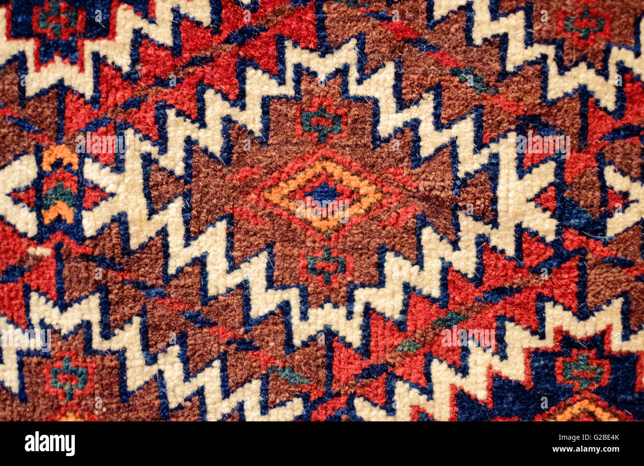 close up of an handmade carpet design detail Stock Photo