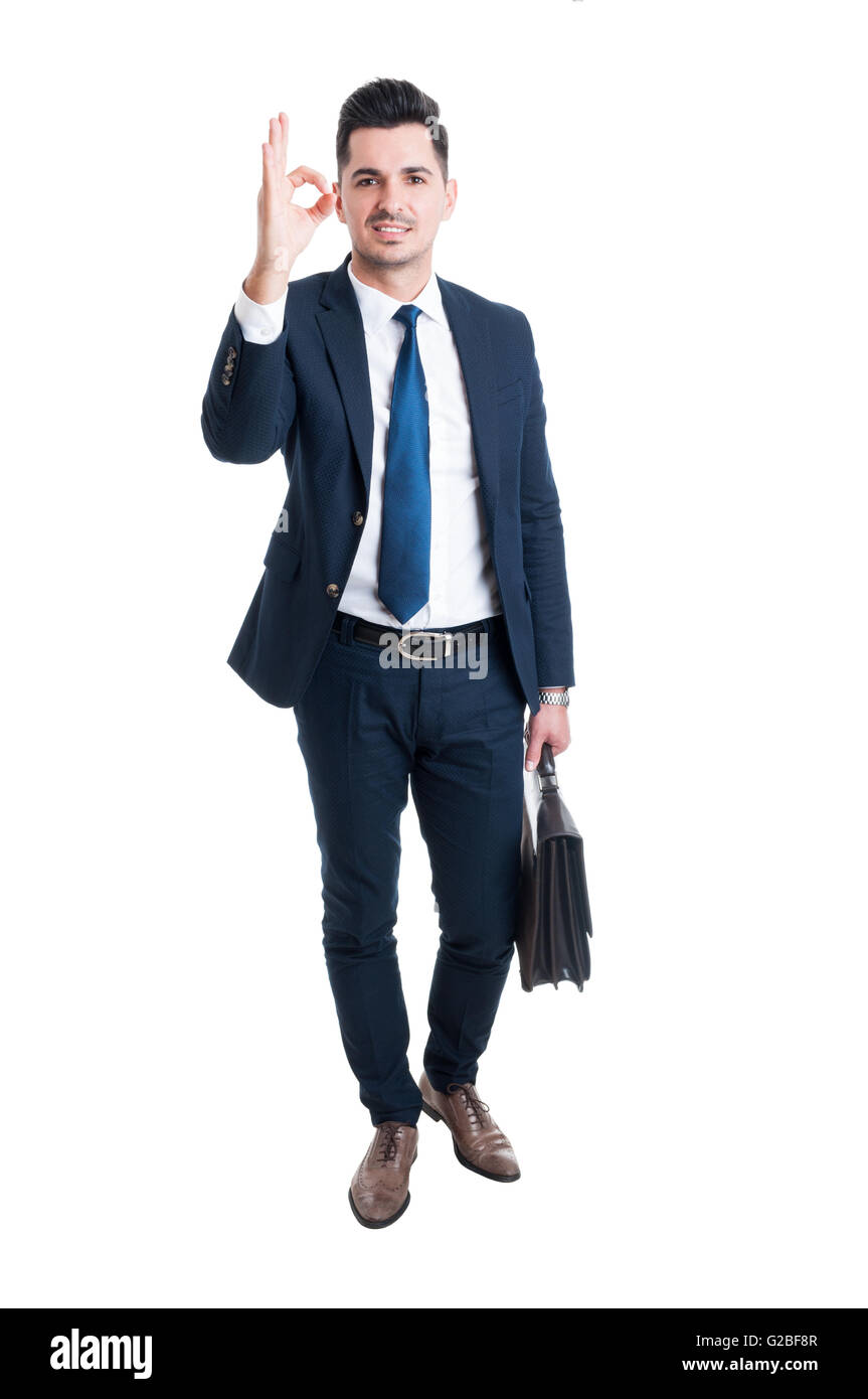 Businessman showing excellent or perfect gesture standing isolated on ...