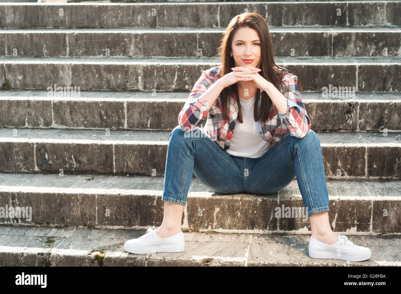 Confident attractive girl standing 
