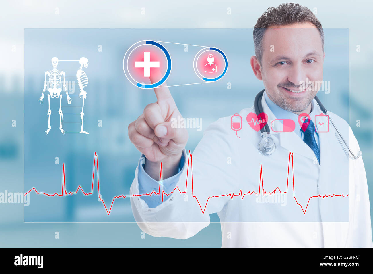 Blue medical interface icons hi-res stock photography and images - Alamy