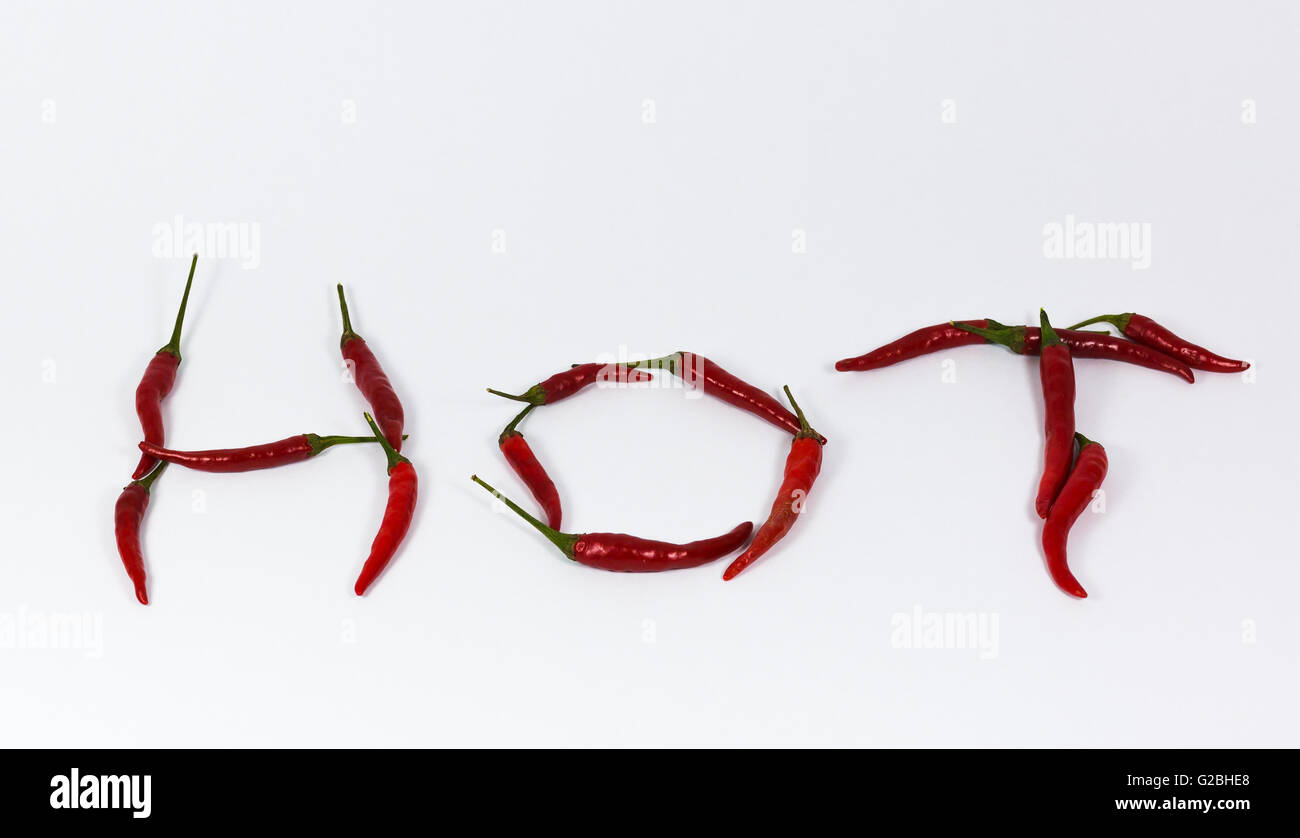 Hot red pepper, composition of real red chili pepper Stock Photo