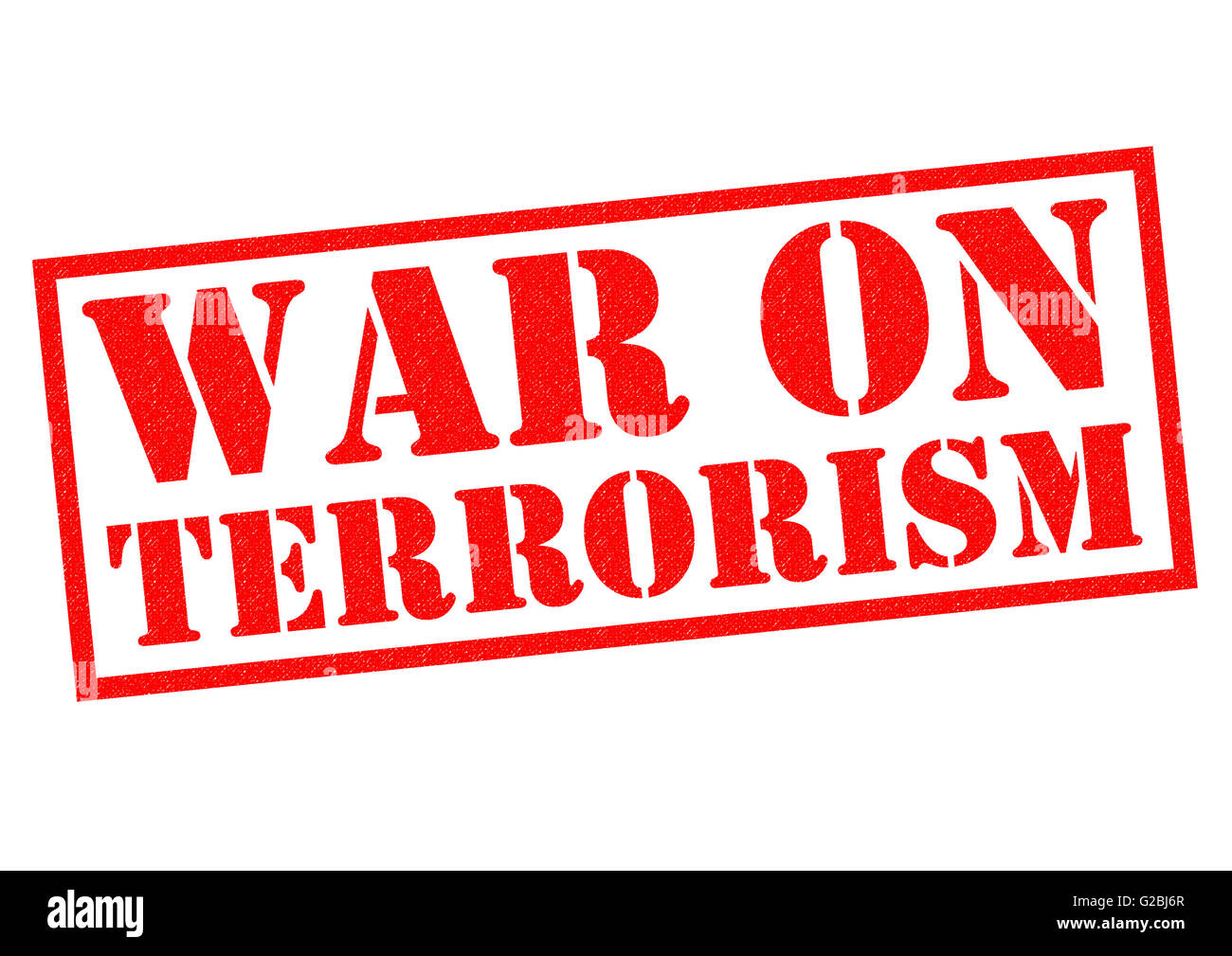 WAR ON TERRORISM red Rubber Stamp over a white background. Stock Photo