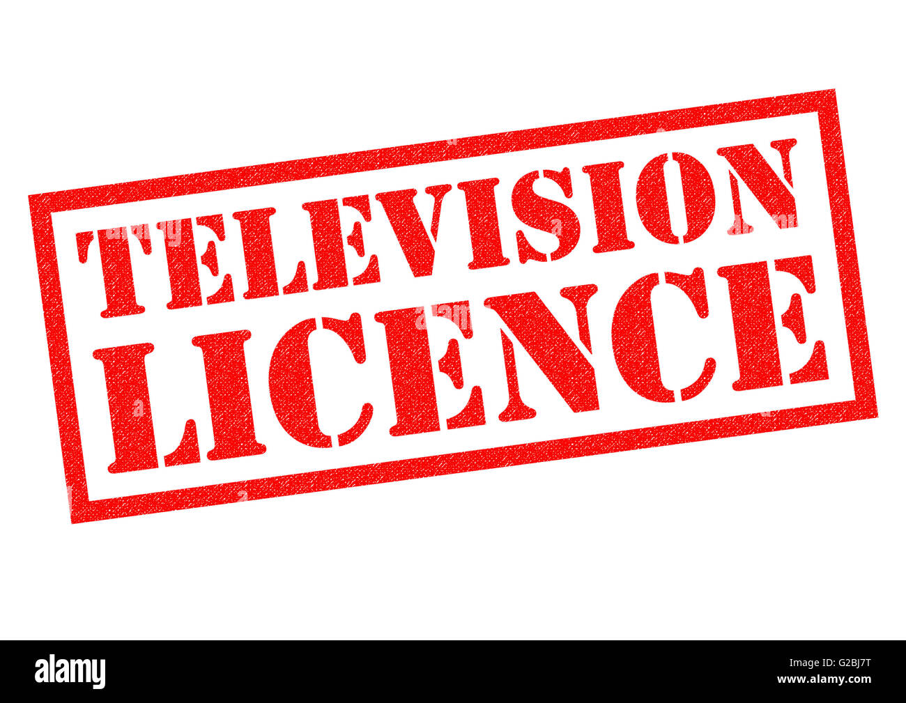 TELEVISION LICENCE red Rubber Stamp over a white background. Stock Photo