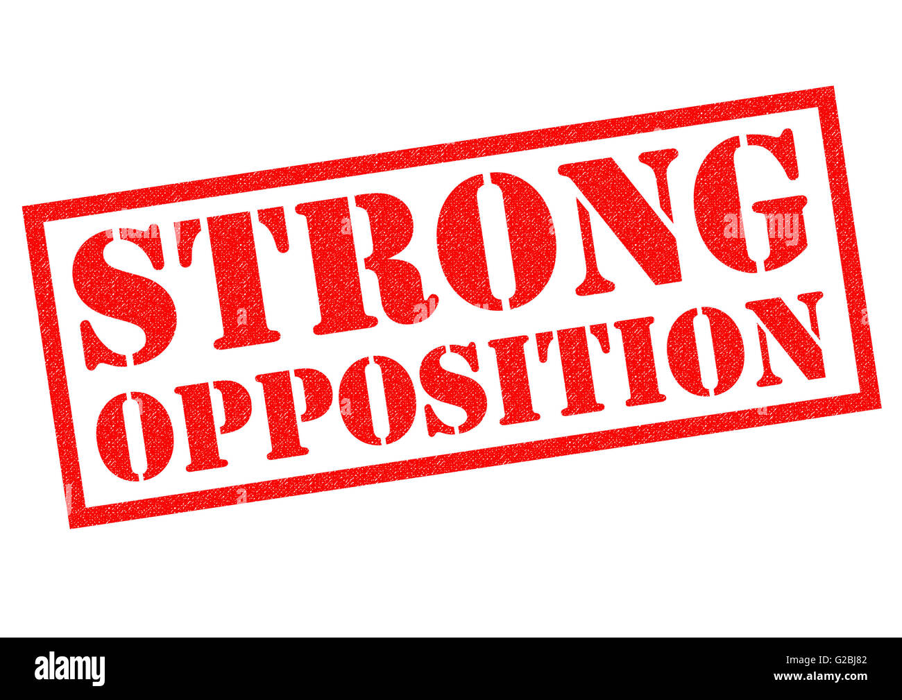 STRONG OPPOSITION red Rubber Stamp over a white background Stock Photo ...