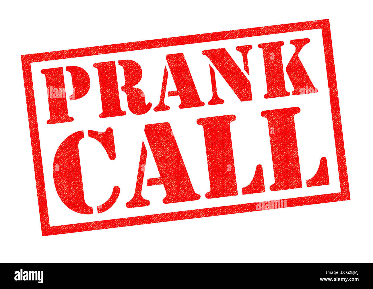 PRANK CALL red Rubber Stamp over a white background. Stock Photo