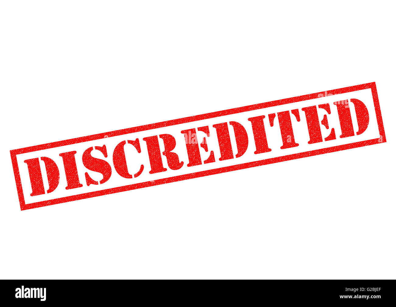 DISCREDITED red Rubber Stamp over a white background. Stock Photo