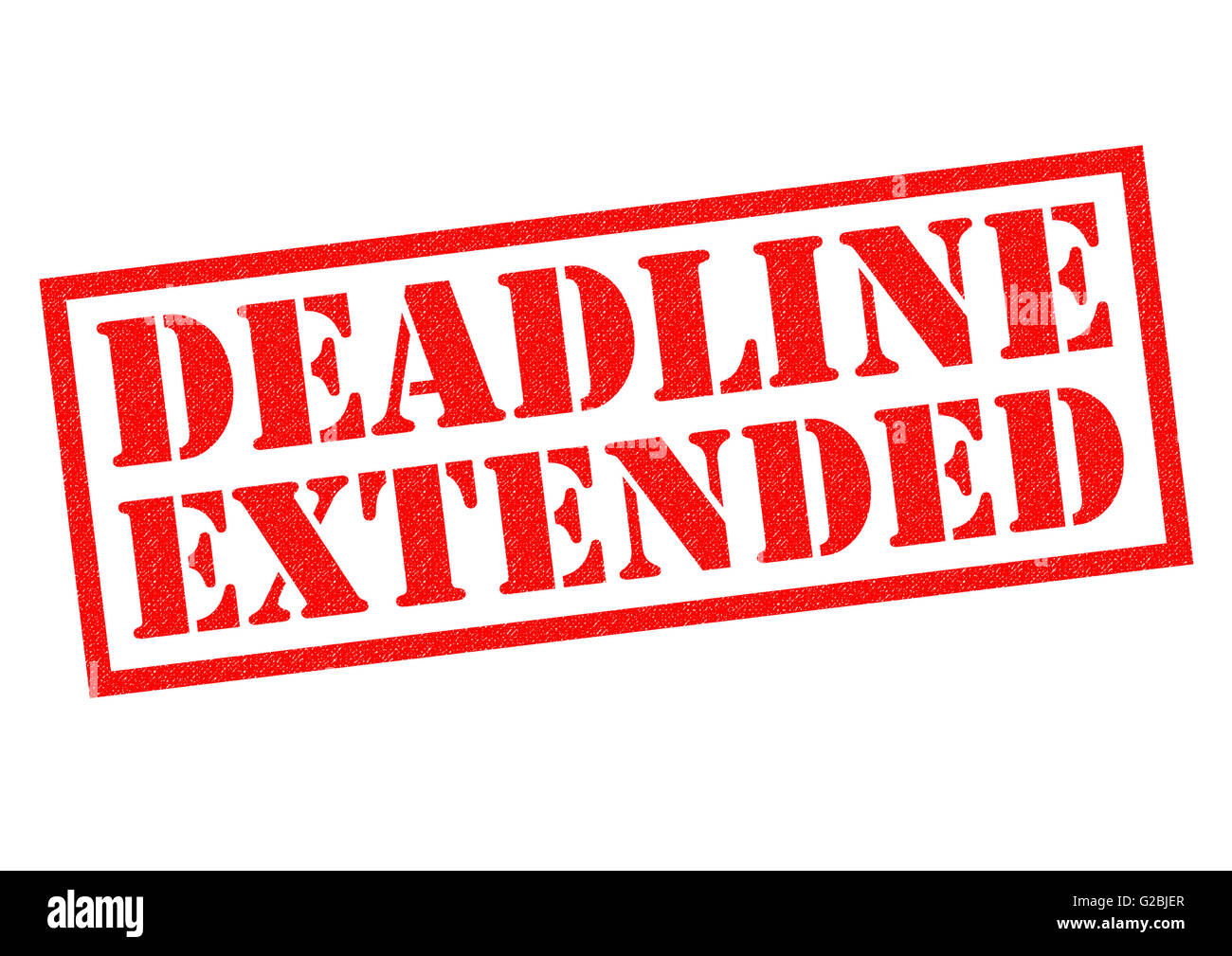 DEADLINE EXTENDED red Rubber Stamp over a white background Stock Photo