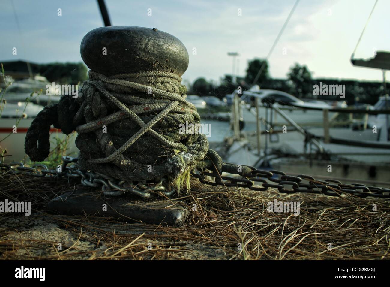 Spiderweb on a fishing boat Stock Photo - Alamy