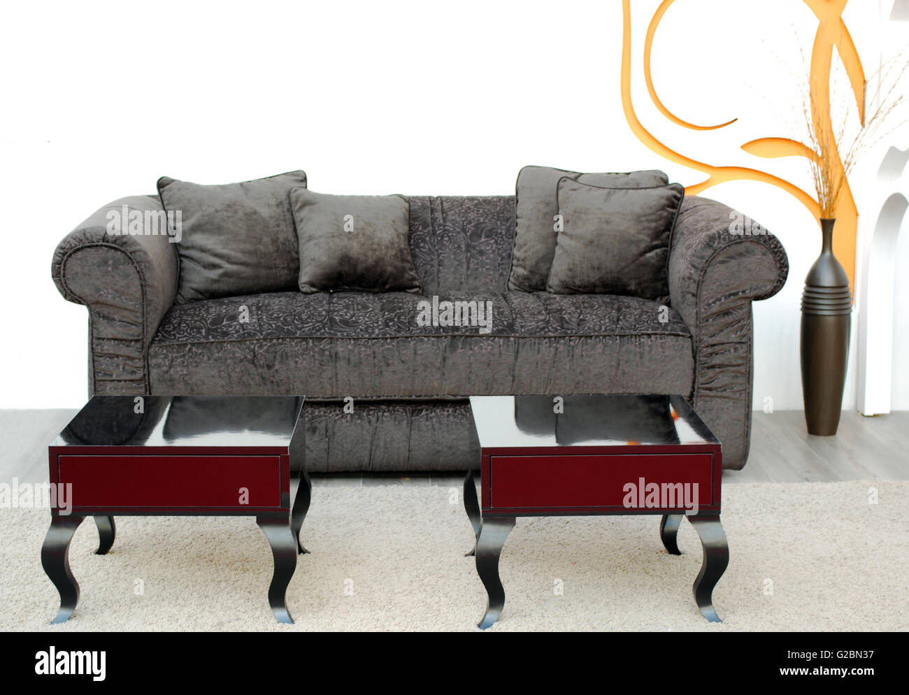 living-room with contemporary furniture Stock Photo - Alamy