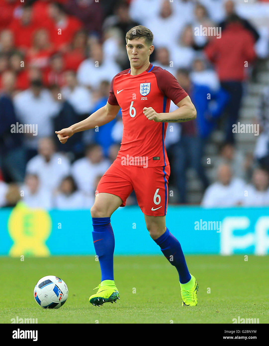 John Stones during the International Friendly at the Stadium of Light, Sunderland. PRESS ASSOCIATION Photo. Picture date: Friday May 27, 2016. See PA story SOCCER England. Photo credit should read: Tim Goode/PA Wire. Stock Photo
