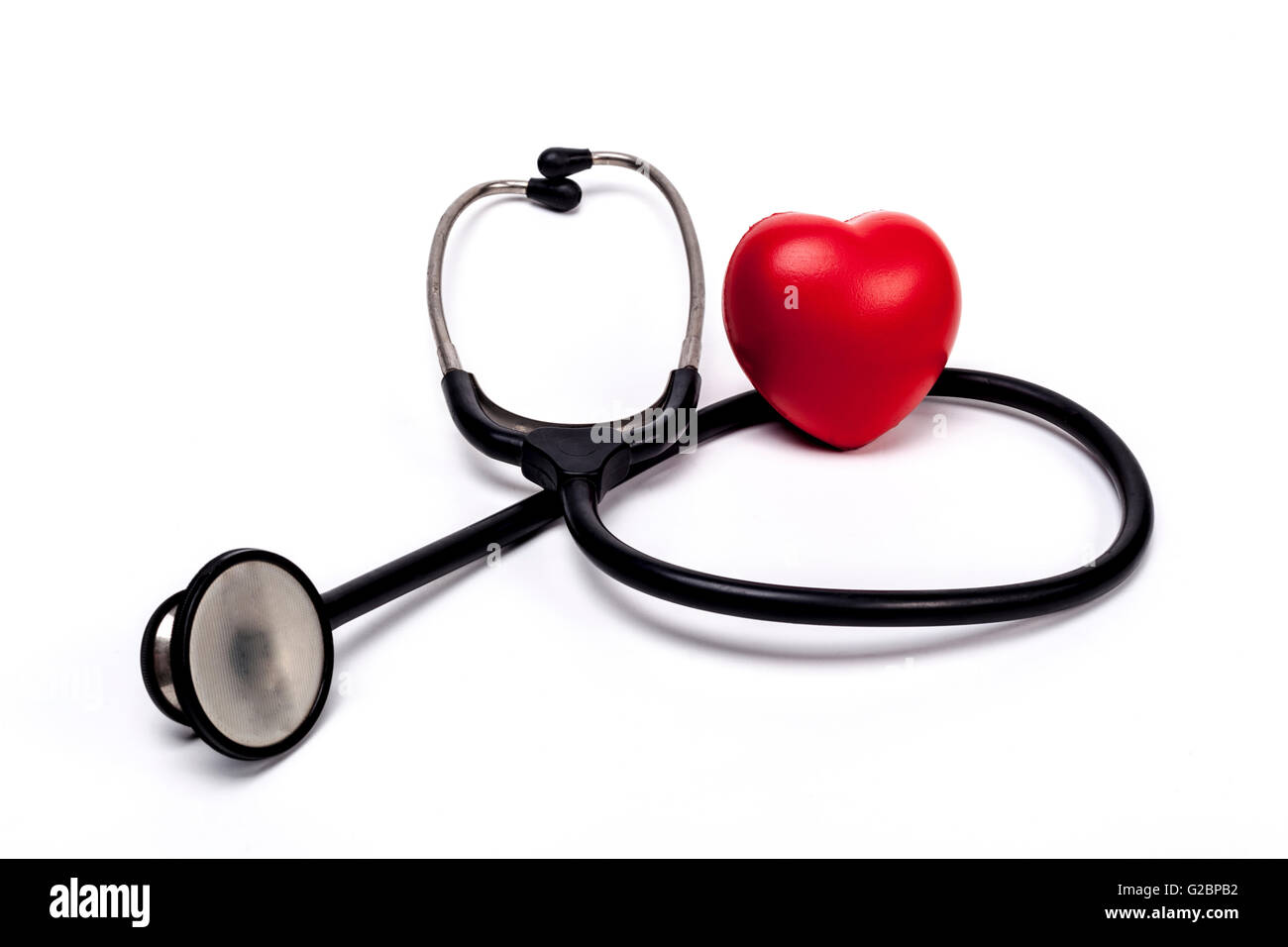 Black Stethoscope With Red Heart Isolated On White Background Stock ...