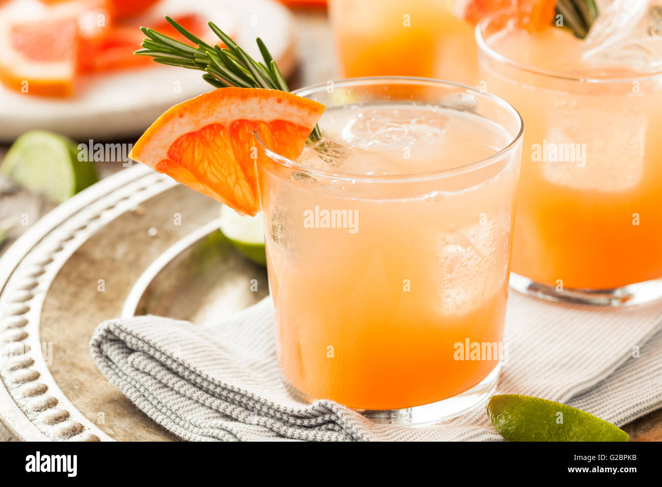 Refreshing Grapefruit and Tequila Palomas with Rosemary Stock Photo Alamy