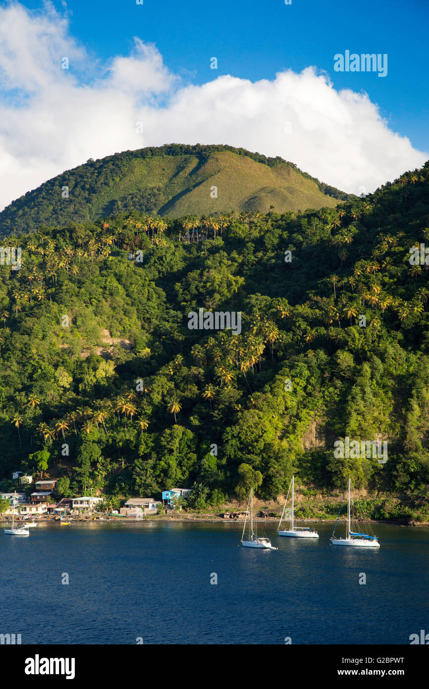 Green hillside over Soufriere, St Lucia, West Indies Stock Photo