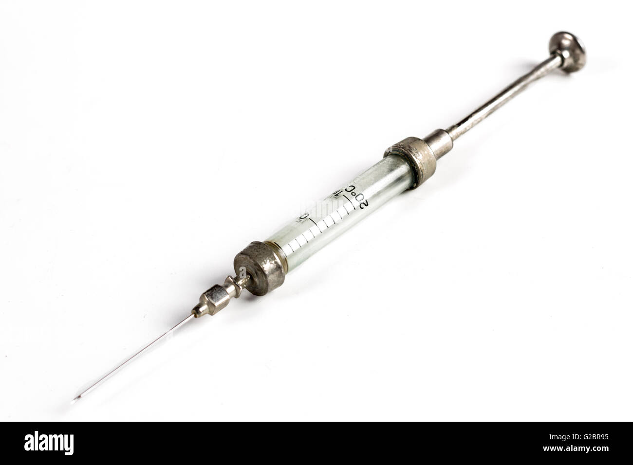 Single Glass Syringe Isolated On White Background Stock Photo Alamy