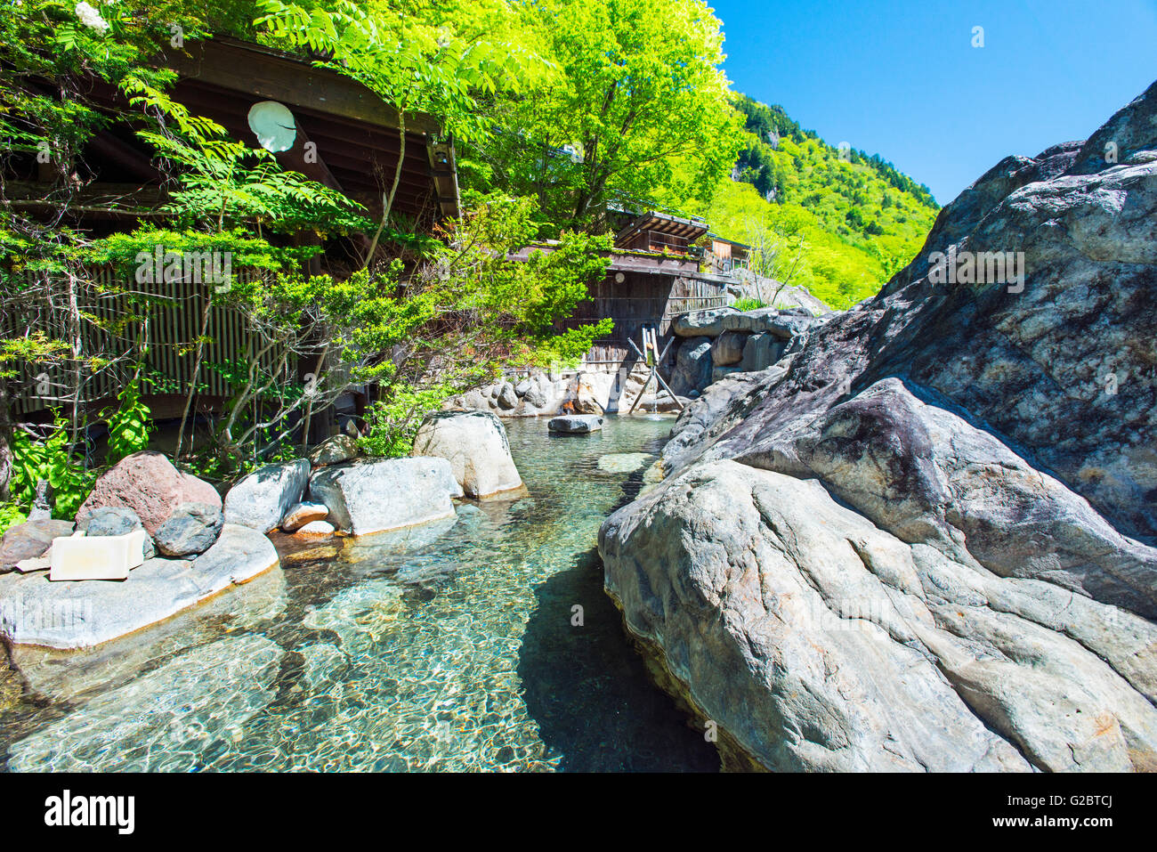 One the the rotenburo outdoor baths at Yarimikan ryokan in Gifu, Japan ...