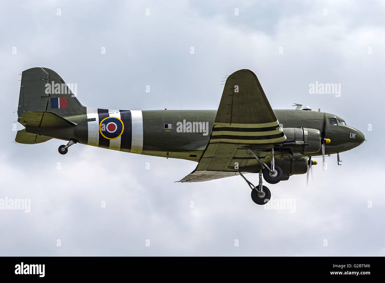 Douglas C-47 Dakota transport aircraft from the Royal Air Force Battle of Britain Memorial Flight based at RAF Coningsby Stock Photo