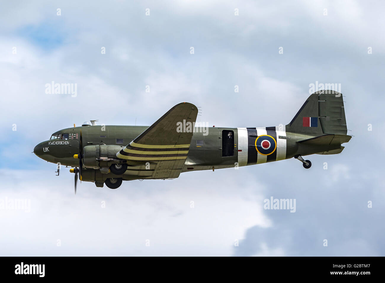 Douglas C-47 Dakota transport aircraft from the Royal Air Force Battle of Britain Memorial Flight based at RAF Coningsby Stock Photo