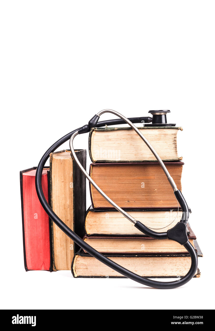 Old Books Black Stethoscope Isolated on White Background Stock Photo ...