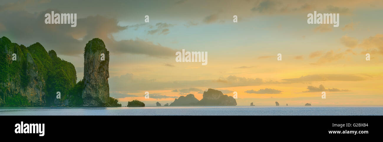 Beautiful image of sunset with colorful sky and Longtail boat on the ...